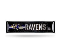 Rico Industries Targa stradale in metallo con corvi della NFL Baltimore Ravens (10,2 x 38,1 cm), ideale per casa, ufficio, camera da letto e grotta dell'uomo, realizzato
