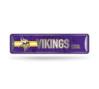 Rico Industries Targa stradale in metallo con scritta in inglese "NFL Minnesota Vikings", 10,2 x 38,1 cm, ideale per casa, ufficio, camera da letto e grotta dell'uomo, realizzata