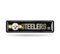 Rico Industries Targa stradale in metallo con scritta "Pittsburgh Steelers", 10,2 x 38,1 cm, ideale per casa, ufficio, camera da letto e grotta dell'uomo, realizzata
