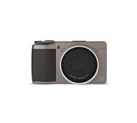 Ricoh GR III Diary Edition, corpo grigio caldo metallizzato con impugnatura marrone scuro e anello argento naturale, fotocamera digitale compatta con sensore CMOS APS-C da 24MP, obiettivo GR 28mmF2.8
