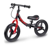 Ricokids Bicicletta senza Pedali per 1 Anni - Bicicletta Equilibrio per Bambini con Freni - Ruote in Schiuma EVA - Sella Regolabile - Rosso Nero