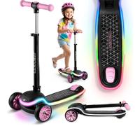 Ricokids Leddi, monopattino a tre ruote con luci LED per bambini - nero e rosa
