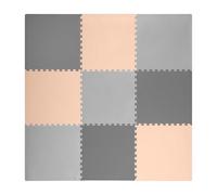 Ricokids Tappetino puzzle per gattonare, in schiuma, antiscivolo, per bambini, 9 pezzi, 180 x 180 x 1 cm, grigio arancione