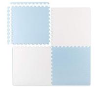 Ricokids Tappetino puzzle per gattonare, tappetino da gioco in schiuma, antiscivolo, per bambini, 4 pezzi, 120 x 120 x 1 cm, bianco e blu