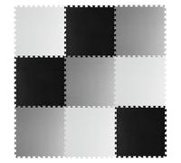 Ricokids Tappetino puzzle per gattonare, tappetino da gioco in schiuma, antiscivolo, per bambini, 9 pezzi, 180 x 180 x 1 cm, nero e grigio