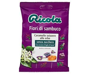 Ricola Caramelle Svizzere alle Erbe, Fiori di Sambuco, senza Zucchero, 70g