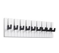 RICOO Appendiabiti da parete in legno WM1886-L - Appendiabiti multifunzionali e moderni per casa e ufficio - Design pratico e bianco e nero - 49x15x2cm