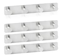 RICOO Appendiabiti da Parete MH025S-4x4 in Acciaio Inox, Attaccapanni da Muro Design Moderno con 4 Ganci per Ingresso, Cucina, Bagno, Montaggio Facile, Argento