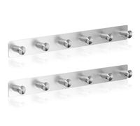 RICOO Appendiabiti da Parete MH025S-6x2 in Acciaio Inox, Attaccapanni da Muro Design Moderno con 6 Ganci per Ingresso, Cucina, Bagno, Montaggio Facile, Argento