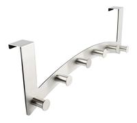 RICOO Appendiabiti da Porta MH027S-6 in Acciaio Inox, Porta Attaccapanni Salvaspazio con 6 Ganci, Montaggio su Porta Senza Foratura, 39x15x5,3 cm, Argento, Design Moderno per Casa e Ufficio