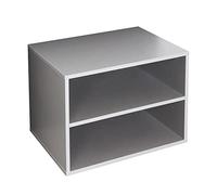 RICOO Comodino 2 ripiani WM110-PL 60 x 45 x 40 cm Camera da letto moderno Mobiletto Scaffale piccolo Cameretta Comodini Scarpiera Legno grigio