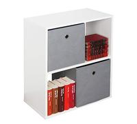RICOO Comodino 2 ripiani WM111-WM 71 x 60 x 31 cm Camera da letto moderno Mobiletto Scaffale piccolo Cameretta Comodini Scarpiera Legno bianco opaco