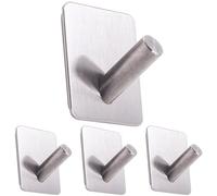 RICOO Ganci Adesivi Bagno e Cucina, Set di 4 Ganci Adesivi, MH021-4, Appendi Accappatoio e Asciugamani Moderni, Appendi accappatoio bagno adesivo, Montaggio a Parete senza Fori, Argento