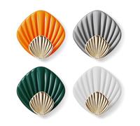 RICOO Ganci Adesivi per Bagno e Cucina, HP004-M, Set di 4 Moderni Ganci Adesivi per Asciugamani, Appendiabiti da Parete Autoadesivi, Design Elegante, Multicolore