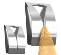 RICOO Ganci Adesivi per Bagno e Cucina, Modello MH017-2, Set di 2 Gancetti Adesivi in Acciaio Inox Moderno per Asciugamani, Appendini Adesivi da Muro, Design Elegante, Argento