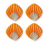 RICOO Ganci Adesivi Premium, HP004-O, Set da 4 Gancetti Adesivi per Bagno e Cucina, Porta Accappatoio e Asciugamani, Appendiabiti Adesivo, Arancione, Stile Moderno
