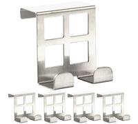 RICOO Ganci da Porta MH030Sx5 in Acciaio Inox, Appendiabiti Salvaspazio con Montaggio Facile, 6x5x4,5 cm, Argento, Design Elegante per Bagni, Cucine e Uffici