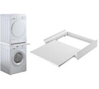 RICOO Kit Sovrapposizione Lavatrice Asciugatrice, Modello WM6053, Supporto Universale con Telaio Intermedio, in Alluminio e Truciolare, 606 x 80 x 538 mm, Carico fino a 60 kg