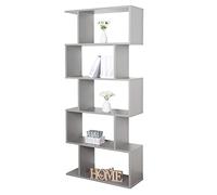 RICOO Libreria scaffale 160 x 70 x 25 cm WM073-PL Scaffalatura con 5 ripiani Grigio