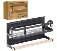 RICOO Porta Spezie Per Cucina, KR003 Magnetico Portaspezie, Perfetto Organizzatore Spezie, Ferro Nero Verniciato a polvere, 30x10,5x16 cm.