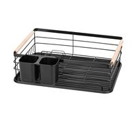 RICOO Scolapiatti da Appoggio KA001, Design Moderno e Elegante, in Ferro Nero Pulverizzato, 43x30,5x14 cm - Perfetto per Ogni Cucina