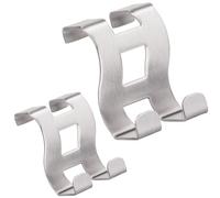 RICOO Set di 2 Appendiabiti da Porta Robusto e Resistente Ganci Appendiabiti Per Camera Bagno Cucina Argento Modello MH001-2, 5 x 6 x 4,5 cm