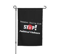 Ricorda Charlie Kirk, ferma la violenza politica, bandiera da giardino 12x18 bifacciale per la casa