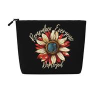 Ricorda che tutti hanno distribuito borse per il trucco con design a girasole, custodia da viaggio per il trucco, borsa cosmetica con cerniera per le donne