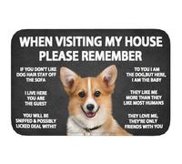 Ricordatevi Le Regole Della Casa Dei Cani Corgi Retros Zerbino Antiscivolo Zerbino Ingresso Lavabile In Lavatrice Tappeto Doccia Per Interno Esterni Doccia 40 X 60Cm