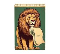 Ricordati Di Portare I Tovaglioli Leone Targa In Metallo Retrò Poster Metal Divertente Cartello Decorativo Per Murale Bagno Cafe