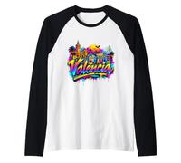 Ricordo dello Skyline della Città di Valencia - Graffiti Maglia con Maniche Raglan