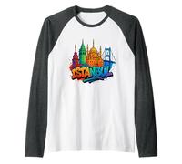 Ricordo dello Skyline di Istanbul - Città di Istanbul Maglia con Maniche Raglan