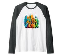Ricordo dello Skyline di Vienna dei Graffiti - Arte di Maglia con Maniche Raglan
