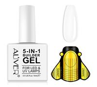 Ricostruzione Unghie 5 IN 1, Builder Gel 15ml, Smalto Semipermanente Primer Per Acrigel, Extension, Restauro E Nail Art (Bianco)