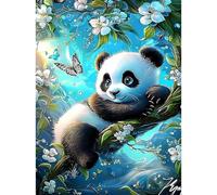 RICUVED 5D Panda Diamond Painting Kits for Adults,Animale Diamond Art Kits for Kids Beginners,Round Full Drill Diamond Painting Art,DIY Paint with Diamonds Painting 12x16 in