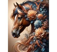 RICUVED Cavallo Fiore Dipingere con i Numeri per Principianti -Animale Kit Dipingere con i Numeri con Tela 40x50 cm, Paint by Number Completo per Adulti