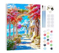 RICUVED Kit Dipingere Con I Numeri Paesaggio 20x30cm | Kit Dipingere Con I Numeri Panda Tra I Bambù Con Telaio In Legno Tela Numerata Hobby Creativo Per Adulti