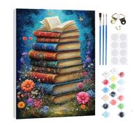 RICUVED Libro Kit di Pittura con i Numeri 20x30 cm per Adulti e Bambini - Fiore Set Completo con Cornice in Legno, Pennelli, Pittura ad Olio e Magneti per Decorare e Regalare