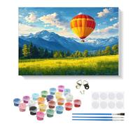 RICUVED Mongolfiera Kit di Pittura con i Numeri 20x30 cm per Adulti e Bambini -Paesaggio Set Completo con Cornice in Legno, Pennelli, Pittura ad Olio e Magneti per Decorare e Regalare
