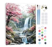 RICUVED Paesaggio Kit di Pittura con i Numeri 20x30 cm per Adulti e Bambini - Set Completo con Cornice in Legno, Pennelli, Pittura ad Olio e Magneti per Decorare e Regalare Cascata