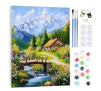 RICUVED Paesaggio Set di Pittura con i Numeri per Adulti e Bambini 20x30 cm-Foresta Kit Completo con Cornice in Legno, Pittura ad Olio, Pennelli e Magneti per Decorare Casa