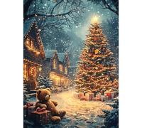 RICUVED Quadro per albero di Natale con diamanti 5D, per adulti e bambini, per pittura con diamanti completa, 30 x 40 cm