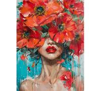 RICUVED Ragazza Dipingere con i Numeri per Principianti -Fiore Kit Dipingere con i Numeri con Tela 30x40 cm, Paint by Number Completo per Adulti