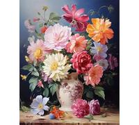 RICUVED Vaso di Fiori Dipingere con i Numeri per Adulti -Fiori Kit Dipingere con i Numeri con Tela 40x50 cm, 3 Pennelli, Colori Acrilici e Gancio Metallico Paint by Number- Ideale per Principianti