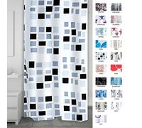 RIDDER Aquamod Stones 140320 - Tenda da Doccia in Tessuto, 180 x 200 cm, Colore: Nero/Grigio