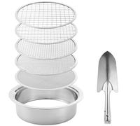 Riddle Sieve Set con 5 misure Interchangeable Meshes, Garden Potting Sieves with Handy Blade, Stainless Steel Planting Soil Sifters Strains 1/3/6/9/12mm