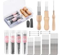 Riddur 117 pezzi aghi per feltro di lana, accessori per feltro ad ago, manico in legno 1/3/8 con aghi in feltro in 4 misure, ago diamantato, bottiglia per aghi per principianti o specialisti