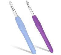 Riddur 2 uncinetti, 5,0 mm/7,0 mm, manico ergonomico per mani artritiche, manico colorato, morbido uncinetto per principianti e amanti del fai da te (colore casuale)