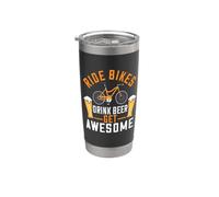 Ride Bikes Drink Beer Get Awesome Cycling Cyclist Bicycle Bicchiere termico in acciaio inox doppia parete