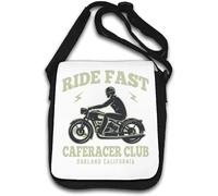 Ride Fast Caferacer Club Oakland California - Borsa a tracolla bianca